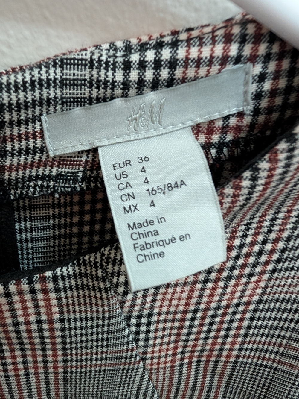 H&M Plaid High Neck Mini Dress Gray & Red Size 4